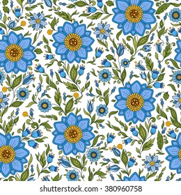 Seamless vector floral pattern with colorful fantasy plants and flowers, pattern can be used for wallpaper, pattern fills, web page background, surface textures