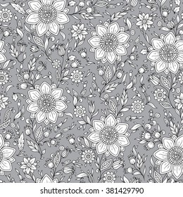Seamless vector floral pattern with colorful fantasy plants and flowers, pattern can be used for wallpaper, pattern fills, web page background, surface textures