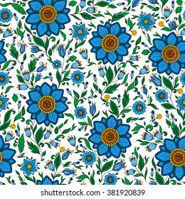 Seamless vector floral pattern with colorful fantasy plants and flowers, pattern can be used for wallpaper, pattern fills, web page background, surface textures