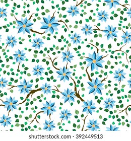 Seamless vector floral pattern with colorful fantasy plants and flowers, pattern can be used for wallpaper, pattern fills, web page background, surface textures