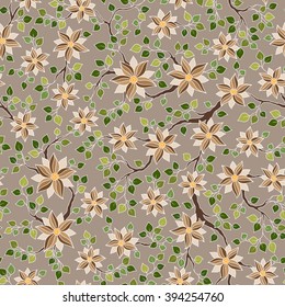 Seamless vector floral pattern with colorful fantasy plants and flowers, pattern can be used for wallpaper, pattern fills, web page background, surface textures