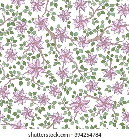Seamless vector floral pattern with colorful fantasy plants and flowers, pattern can be used for wallpaper, pattern fills, web page background, surface textures
