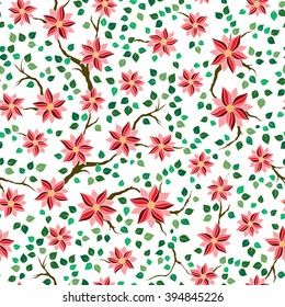 Seamless vector floral pattern with colorful fantasy plants and flowers, pattern can be used for wallpaper, pattern fills, web page background, surface textures