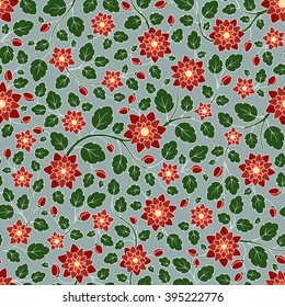 Seamless vector floral pattern with colorful fantasy plants and flowers, pattern can be used for wallpaper, pattern fills, web page background, surface textures