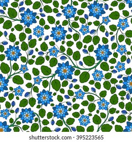 Seamless vector floral pattern with colorful fantasy plants and flowers, pattern can be used for wallpaper, pattern fills, web page background, surface textures