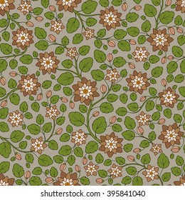 Seamless vector floral pattern with colorful fantasy plants and flowers, pattern can be used for wallpaper, pattern fills, web page background, surface textures