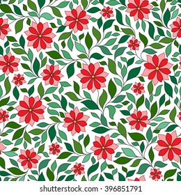 Seamless vector floral pattern with colorful fantasy plants and flowers, pattern can be used for wallpaper, pattern fills, web page background, surface textures