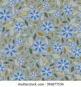 Seamless vector floral pattern with colorful fantasy plants and flowers, pattern can be used for wallpaper, pattern fills, web page background, surface textures