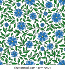 Seamless vector floral pattern with colorful fantasy plants and flowers, pattern can be used for wallpaper, pattern fills, web page background, surface textures