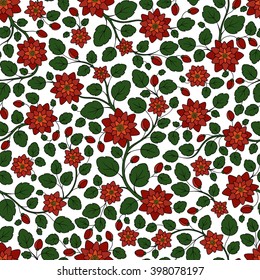 Seamless vector floral pattern with colorful fantasy plants and flowers, pattern can be used for wallpaper, pattern fills, web page background, surface textures