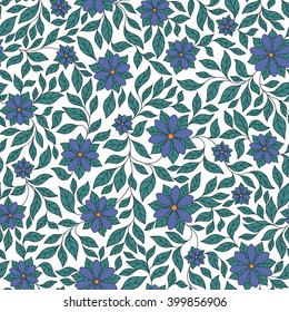 Seamless vector floral pattern with colorful fantasy plants and flowers, pattern can be used for wallpaper, pattern fills, web page background, surface textures