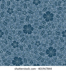 Seamless vector floral pattern with colorful fantasy plants and flowers, pattern can be used for wallpaper, pattern fills, web page background, surface textures