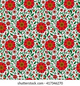 Seamless vector floral pattern with colorful fantasy plants and flowers, pattern can be used for wallpaper, pattern fills, web page background, surface textures