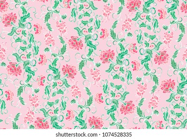 Seamless vector floral pattern with Húmulus, Common Hop plant 