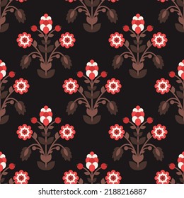 Seamless vector floral pattern. Decorative background for printing on textile, paper in scandinavian style. 