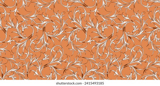 Seamless vector floral pattern of decorative flexible plants, background for textile,paper,wallaper