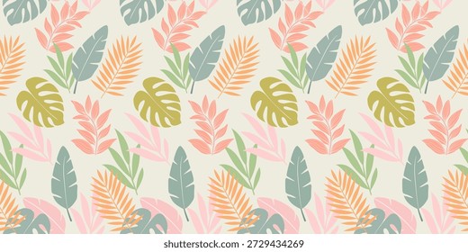 Patrón floral de Vector sin costuras con hojas decorativas para el Fondo de pantalla inspirado en la naturaleza y el diseño textil
