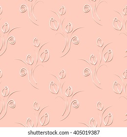 Seamless vector floral pattern. Decorative ornamental pastel red background with roses, leaves and decorative elements. 