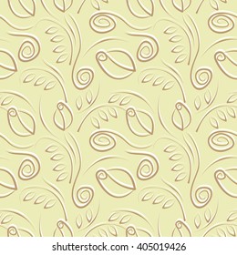 Seamless vector floral pattern. Decorative ornamental gold background with roses, leaves and decorative elements. 