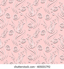 Seamless vector floral pattern. Decorative ornamental pastel pink background with flowers, leaves and decorative elements.