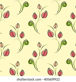 Seamless vector floral pattern. Decorative ornamental background with roses, leaves and decorative elements. 