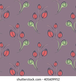 Seamless vector floral pattern. Decorative ornamental background with roses, leaves and decorative elements. 