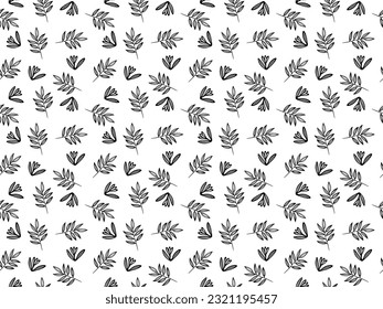 Seamless Vector floral pattern in Doodle style. Black and white endless Botanical background for Wallpaper, Wrapping paper, Textile, Product design, Fabric. Decorative plant ornament.