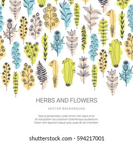 Seamless vector floral pattern, vector doodle illustration, flower and leaves background
