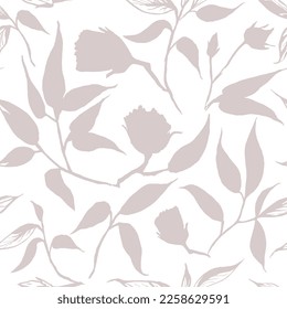 Seamless vector floral pattern, dusty pink cute background for fabric and wallpaper.