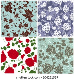 Seamless vector floral pattern. For easy making seamless pattern just drag all group into swatches bar, and use it for filling any contours.