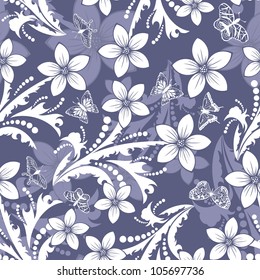 Seamless vector floral pattern. For easy making seamless pattern just drag all group into swatches bar, and use it for filling any contours.