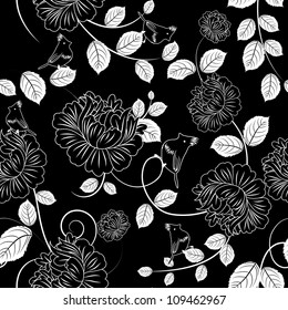 Seamless vector floral pattern. For easy making seamless pattern just drag all group into swatches bar, and use it for filling any contours.