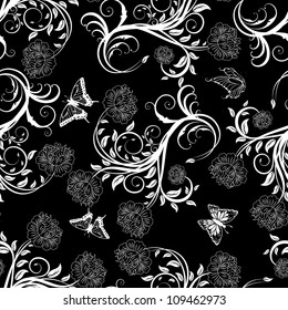 Seamless vector floral pattern. For easy making seamless pattern just drag all group into swatches bar, and use it for filling any contours.