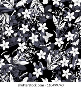 Seamless vector floral pattern. For easy making seamless pattern just drag all group into swatches bar, and use it for filling any contours.