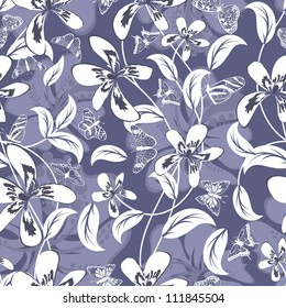 Seamless vector floral pattern. For easy making seamless pattern just drag all group into swatches bar, and use it for filling any contours.