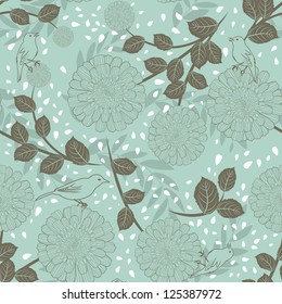 Seamless vector floral pattern. For easy making seamless pattern just drag all group into swatches bar, and use it for filling any contours.