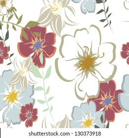 Seamless vector floral pattern. For easy making seamless pattern just drag all group into swatches bar, and use it for filling any contours