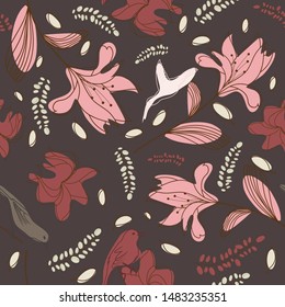 Seamless vector floral pattern. For easy making seamless pattern just drag all group into swatches bar, and use it for filling any contours. EPS 10.