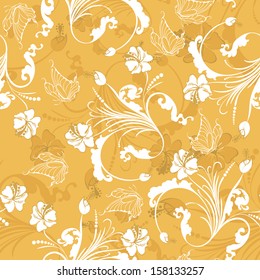 Seamless vector floral pattern. For easy making seamless pattern just drag all group into swatches bar, and use it for filling any contours.