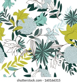 Seamless vector floral pattern. For easy making seamless pattern just drag all group into swatches bar, and use it for filling any contours. EPS 10.