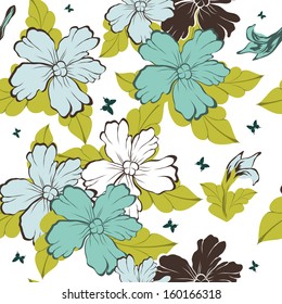 Seamless vector floral pattern. For easy making seamless pattern just drag all group into swatches bar, and use it for filling any contours. EPS 10.