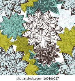 Seamless vector floral pattern. For easy making seamless pattern just drag all group into swatches bar, and use it for filling any contours. EPS 10.