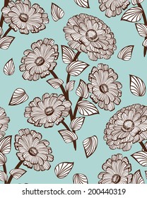 Seamless vector floral pattern. For easy making seamless pattern just drag all group into swatches bar, and use it for filling any contours. EPS 10.