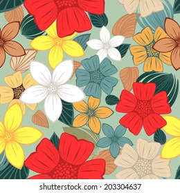 Seamless vector floral pattern. For easy making seamless pattern just drag all group into swatches bar, and use it for filling any contours. EPS 10.