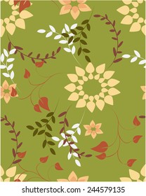 Seamless vector floral pattern. For easy making seamless pattern just drag all group into swatches bar, and use it for filling any contours.