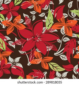 Seamless vector floral pattern. For easy making seamless pattern just drag all group into swatches bar, and use it for filling any contours.