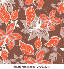 Seamless vector floral pattern. For easy making seamless pattern just drag all group into swatches bar, and use it for filling any contours.