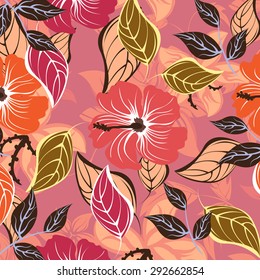 Seamless vector floral pattern. For easy making seamless pattern just drag all group into swatches bar, and use it for filling any contours.