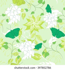 Seamless vector floral pattern. For easy making seamless pattern just drag all group into swatches bar, and use it for filling any contours.