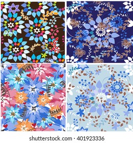 Seamless vector floral pattern. For easy making seamless pattern just drag all group into swatches bar, and use it for filling any contours.